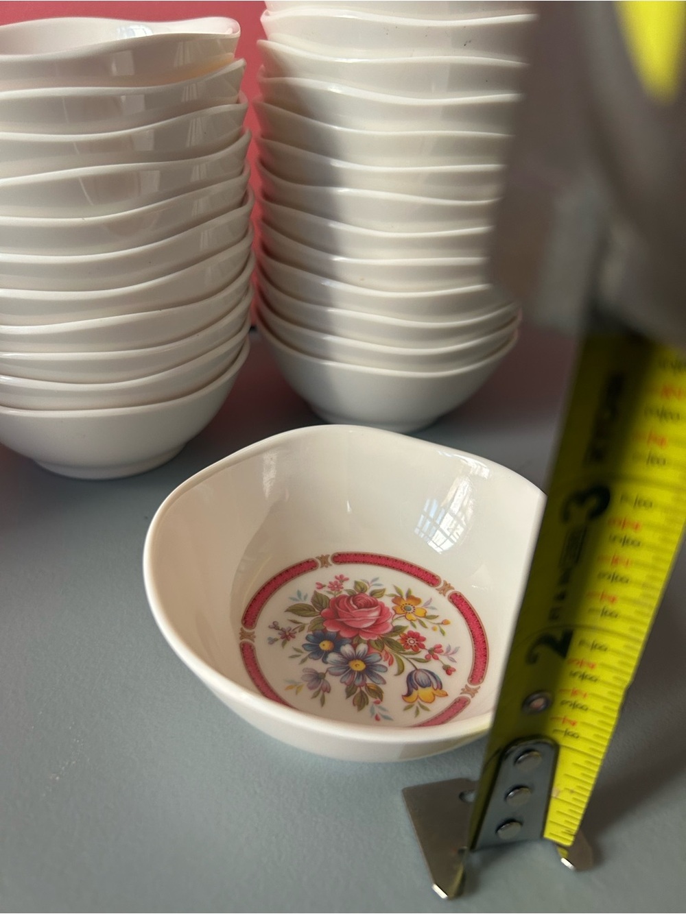 Porcelain Floral Ramekin - White with Multicolor Flower Design - Picture 3 of 6